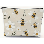 Cosmetic Bag with Bee/Daisy Print 22 x 14cm